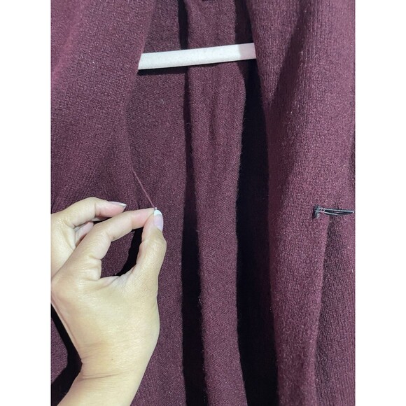 Adrienne Vittadini Cardigan S Yak Hair Wool Burgundy Quite Luxury Minimalist - Picture 4 of 11